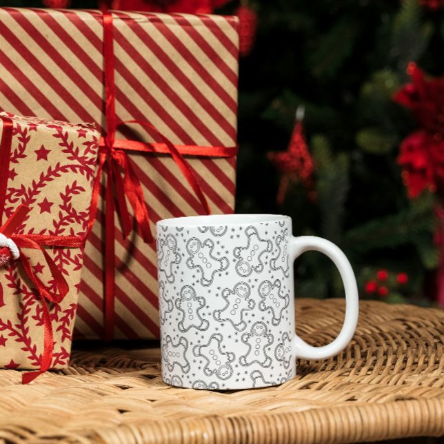 Cute Black and White Christmas Gingerbreads Coffee Mug (Creator Uploaded)