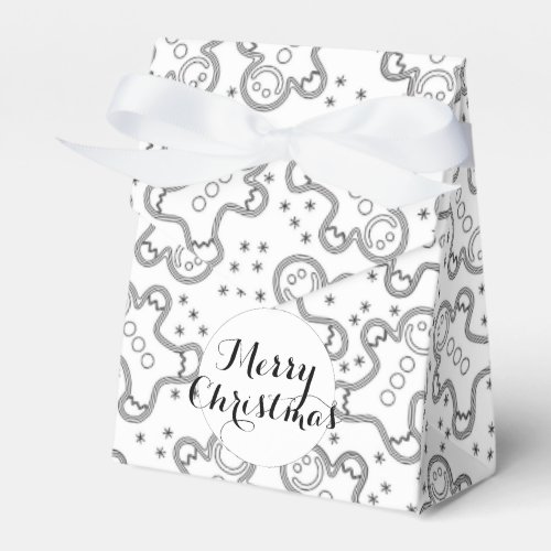 Cute Black and White Christmas Gingerbreads Favor Boxes