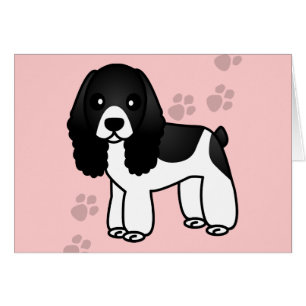 Cute Black and White Cocker Spaniel Cartoon Cards