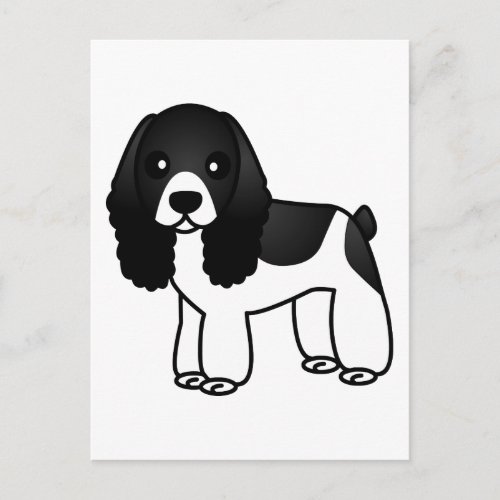 Cute Black and White Cocker Spaniel Cartoon Postcard