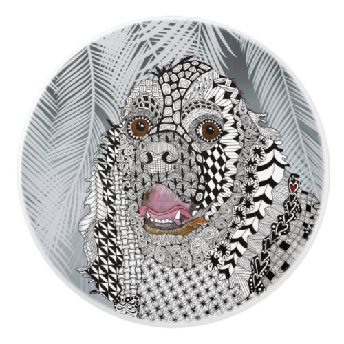 Cute Black and White Cocker Spaniel Dog Door Knob 