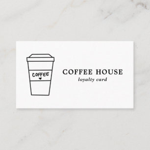 Cute Black and White Coffee Cup Coffee Shop Loyalty Card