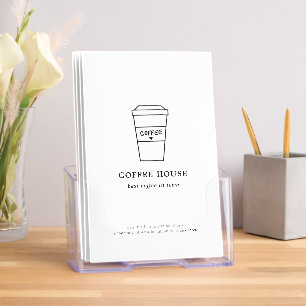 Cute Black and White Coffee Cup Coffee Shop Menu Brochure