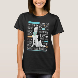 Cute Black And White Colored Siberian Husky T-Shirt
