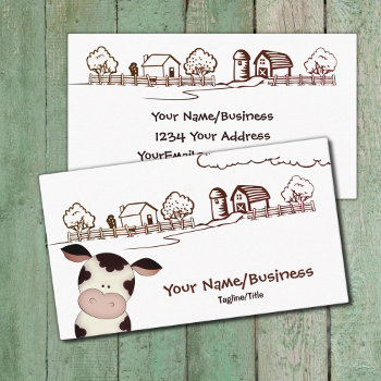 Cute Black And White Cow Barnyard Farm Business Card by TheCutieCollection at Zazzle