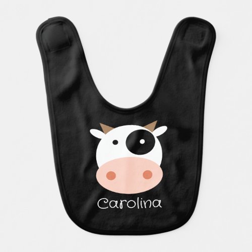 Cute black and white cow cartoon custom baby bib