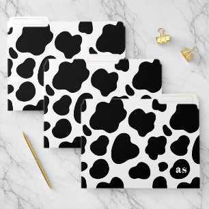 Cute Black and White Cow Pattern Monogrammed File Folder