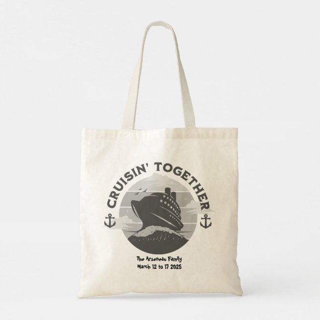Cute Black and White Cruise PERSONALIZE Tote Bag (Back)
