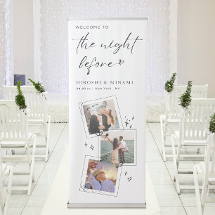 Cute Black And White Custom Photo Rehearsal Dinner Retractable Banner