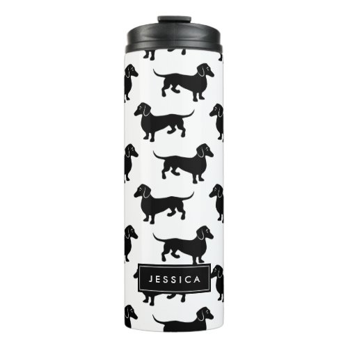 Cute Black and White Dachshund Pattern Thermal Tumbler