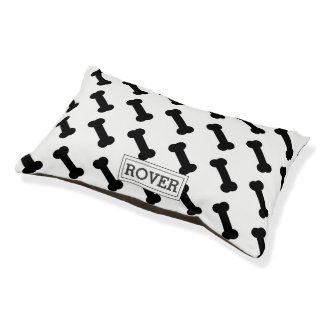 Cute Black and White Dog Bone Pattern Personalized Pet Bed