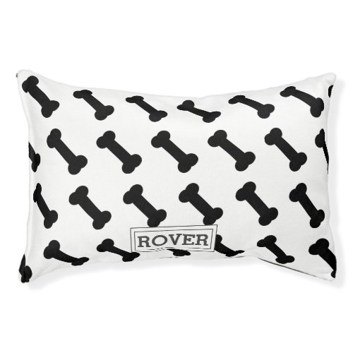 Cute Black and White Dog Bone Pattern Personalized Pet Bed