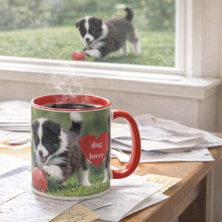 Cute Black and White Dog Border Collie Mug