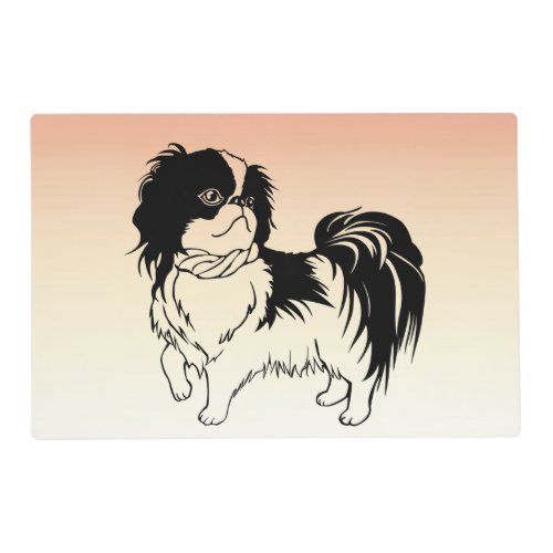 Cute Black and White Dog on Orange Placemat