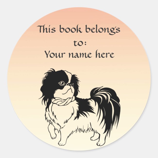 Cute Black and White Dog Orange Bookplate