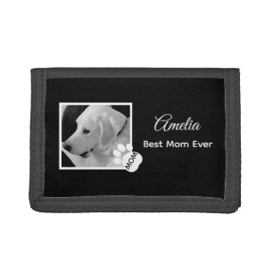 Cute Black and White Dog Photo Best Mom Ever Tri-fold Wallet