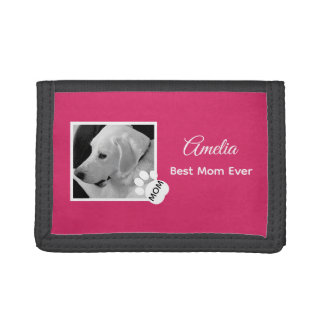 Cute Black and White Dog Photo Best Mom Ever Trifold Wallet