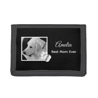 Cute Black and White Dog Photo Best Mom Ever Trifold Wallet
