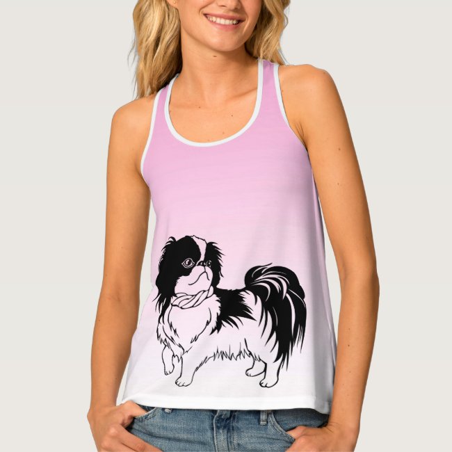 Cute Black and White Dog Pink Tank Top