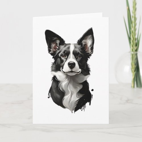 Cute Black and White Dog Puppy Blank Greeting  Card