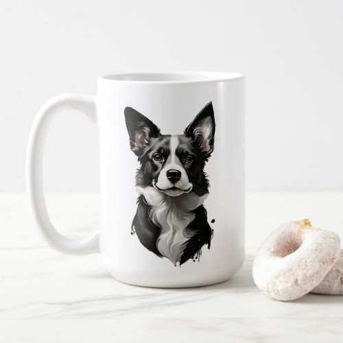 Cute Black and White Dog Puppy Portrait  Coffee Mug