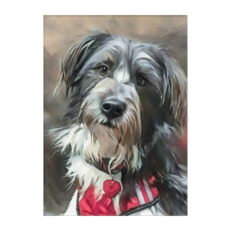 Cute Black and White Doodle Dog Acrylic Wall Art