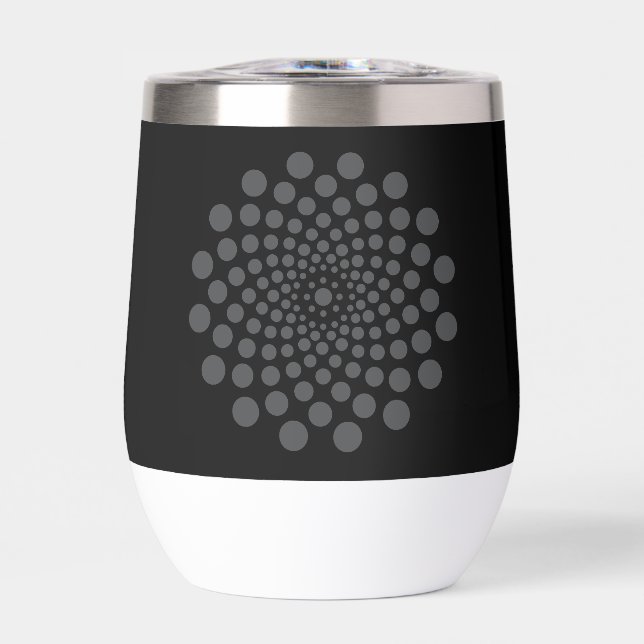 Cute Black and White Dot Art Pattern Thermal Wine Tumbler (Front)