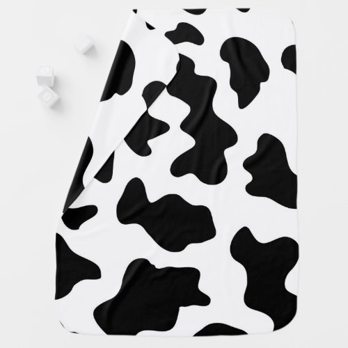 cute  black and white farm dairy cow print baby blanket