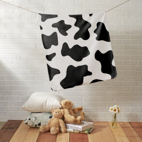 cute  black and white farm dairy cow print baby blanket