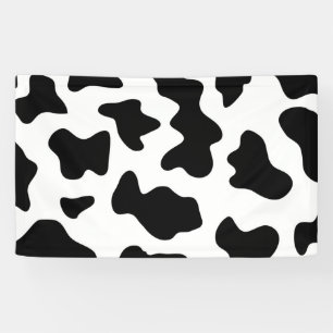 cute black and white farm dairy cow print banner