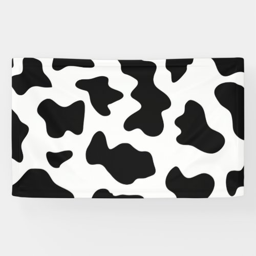 cute  black and white farm dairy cow print banner