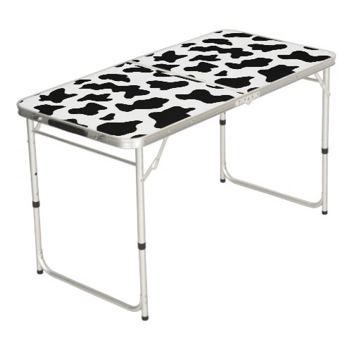 cute  black and white farm dairy cow print beer pong table