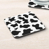 cute  black and white farm dairy cow print beverage coaster