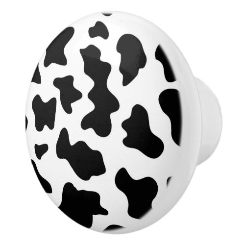 cute  black and white farm dairy cow print ceramic knob