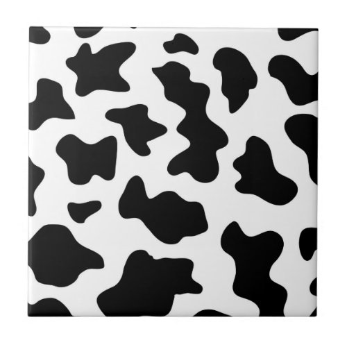 cute  black and white farm dairy cow print ceramic tile