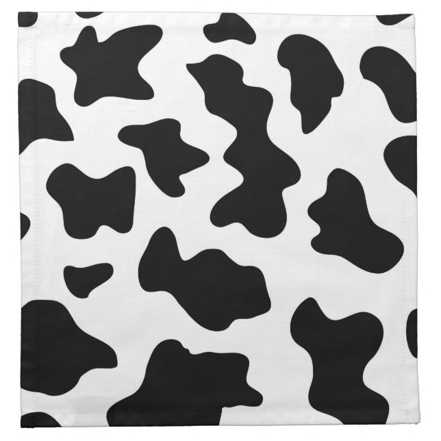 cute  black and white farm dairy cow print cloth napkin (Front)