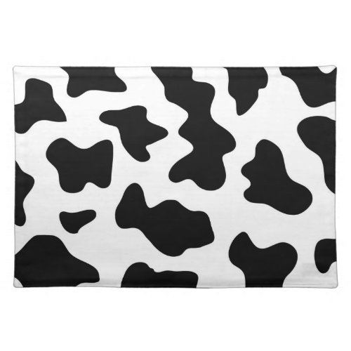 cute  black and white farm dairy cow print cloth placemat