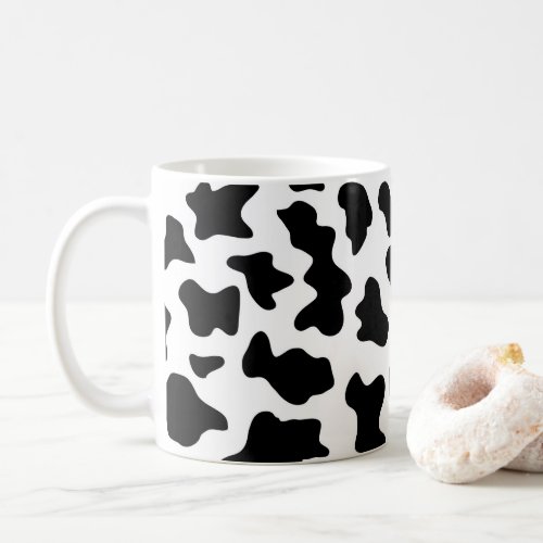 cute  black and white farm dairy cow print coffee mug