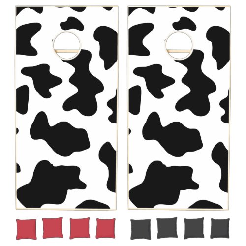 cute  black and white farm dairy cow print cornhole set