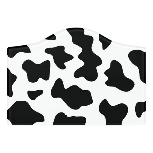 cute  black and white farm dairy cow print door sign