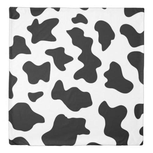 cute  black and white farm dairy cow print duvet cover