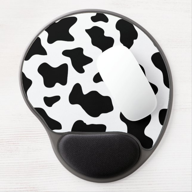 cute  black and white farm dairy cow print gel mouse pad (Left Side)