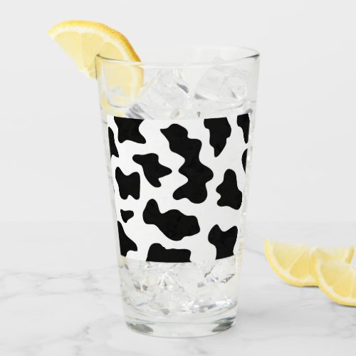 cute  black and white farm dairy cow print glass