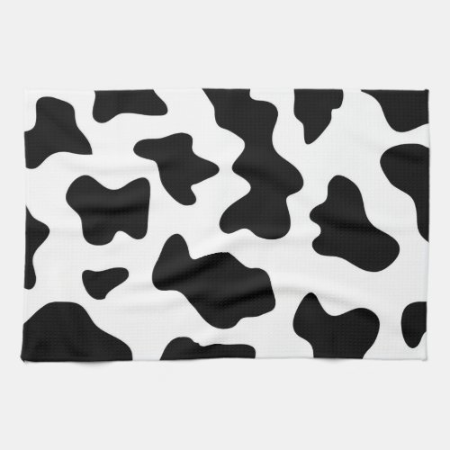 cute  black and white farm dairy cow print kitchen towel