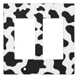 cute black and white farm dairy cow print light switch cover
