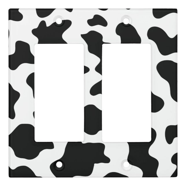 cute  black and white farm dairy cow print light switch cover (Front)