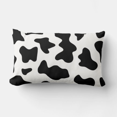 cute  black and white farm dairy cow print lumbar pillow