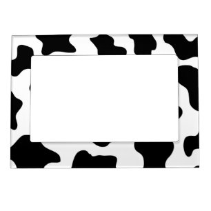 cute black and white farm dairy cow print magnetic frame