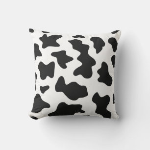 cute black and white farm dairy cow print outdoor pillow