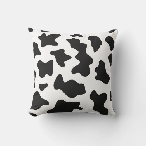 cute  black and white farm dairy cow print outdoor pillow